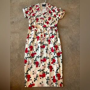 Vintage Rose Floral Dress with Belt- perfect condition 🌹 Size Small